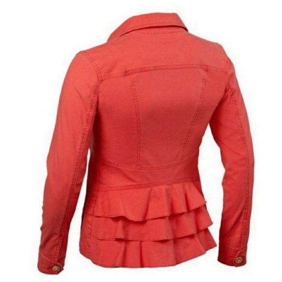 CAbi Taylor Utility Ruffle Back Orange Jacket - Picture 2 of 2